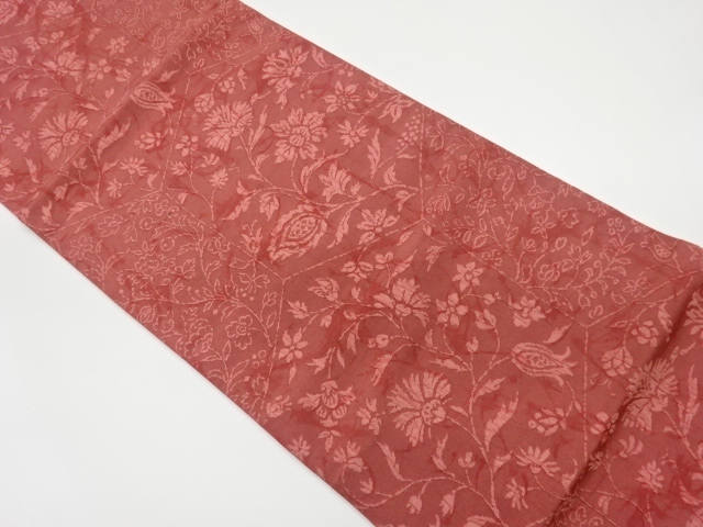 JAPANESE KIMONO / VINTAGE FUKURO OBI / MATELASSE / WOVEN FLORAL PLANTS & KIKKO PATTERN